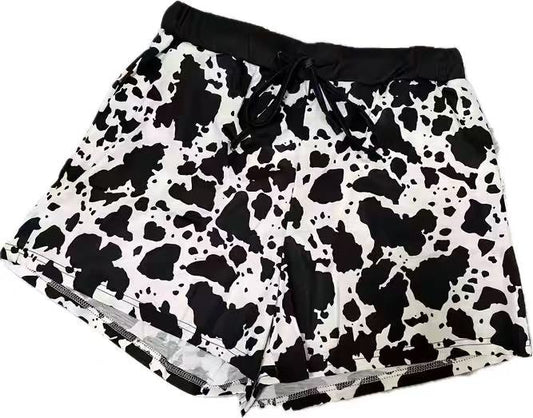 Adult Women Black Cow Shorts Bottoms Preorder(moq 5)