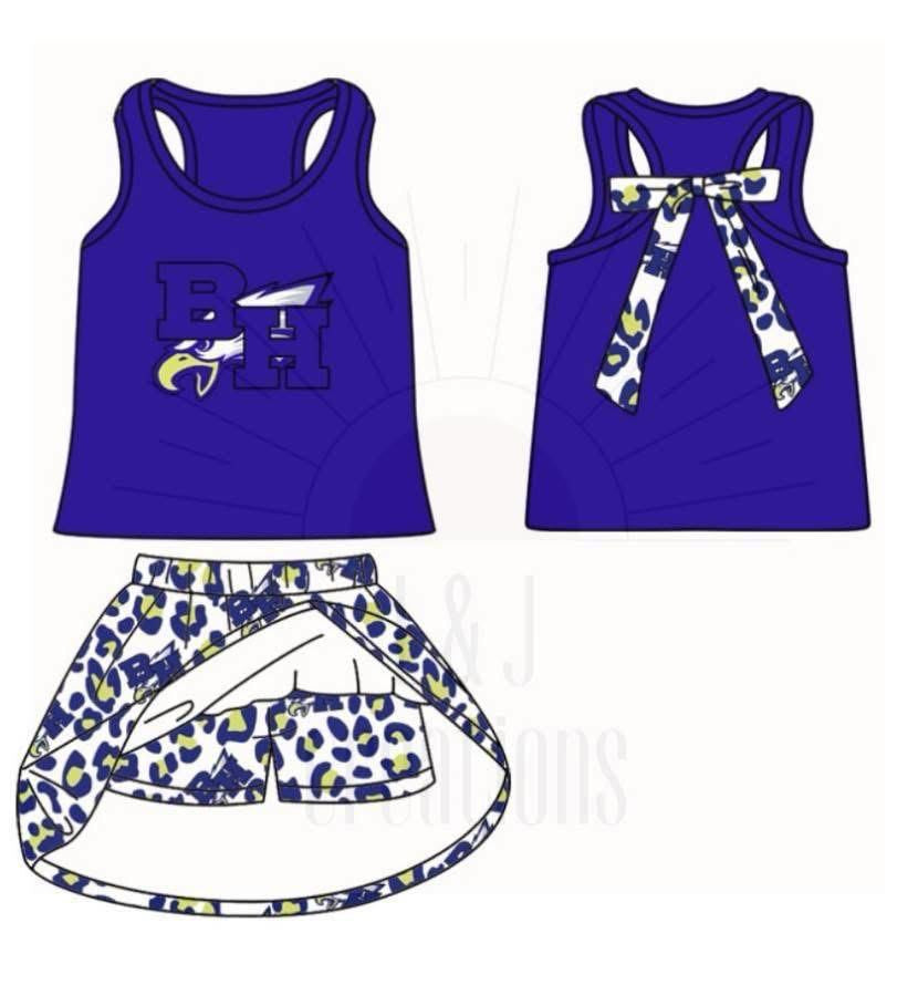 Preorder (moq 5)Baby Girls BH bird team Top Skirt Skort Sets