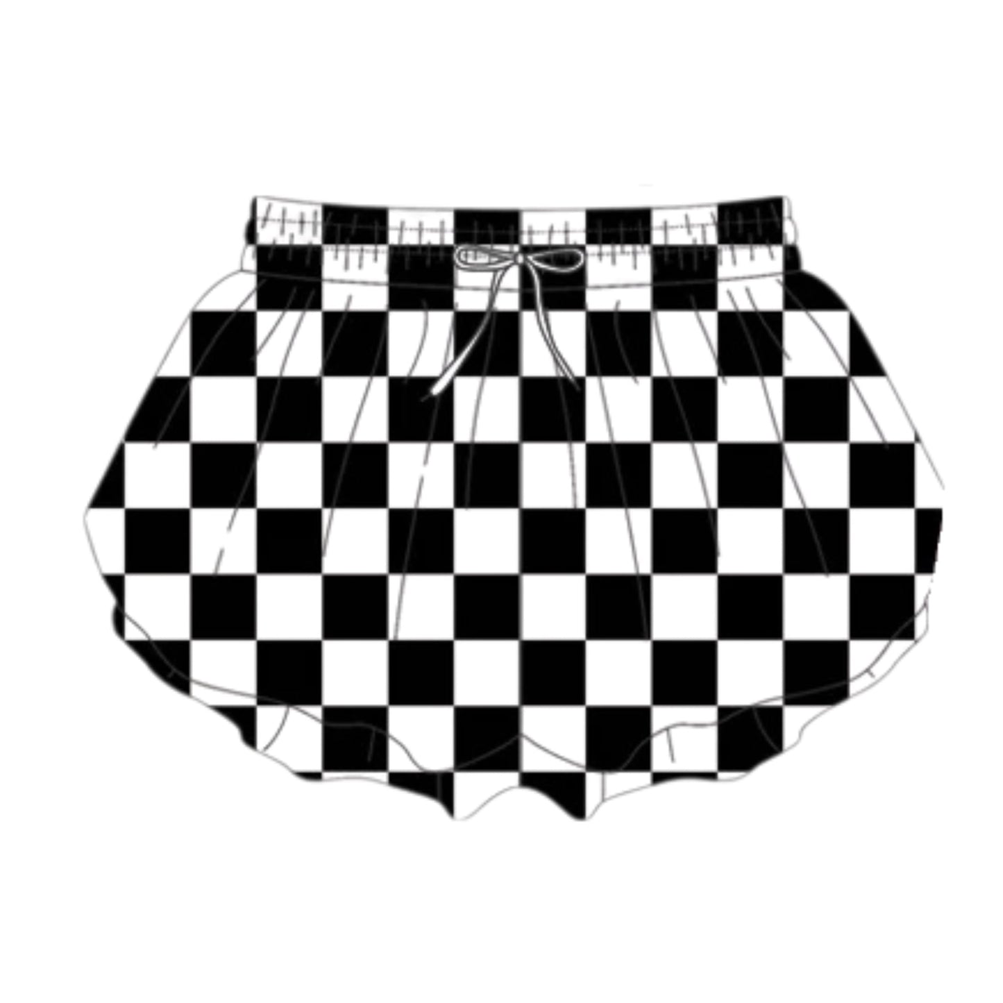 Preorder (moq 5)Baby Girls Black Checkered Summer Shorts