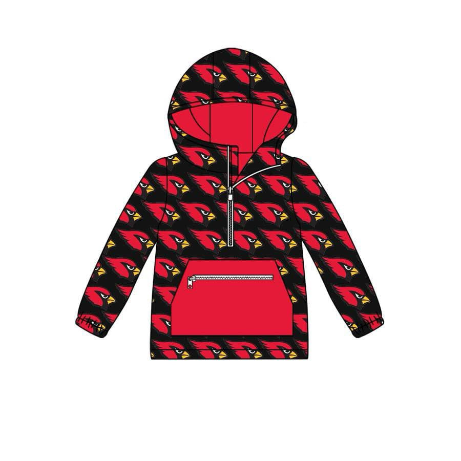 Preorder (moq 5)Baby boys Team black red bird Hooded Pullovers Tops