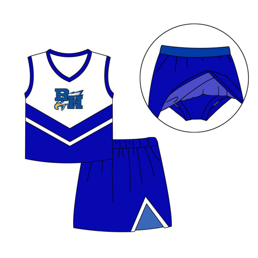 Preorder (moq 5)Baby Girls BH Eagles Cheer Team Top Bummie Skort Shorts Clothes Sets