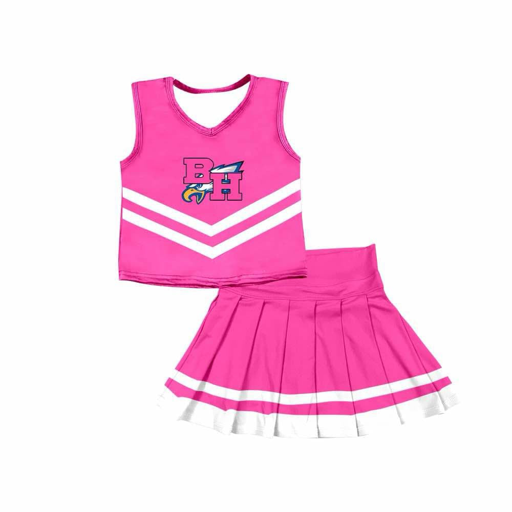 Preorder (moq 5)Baby Girls Pink BH Cheer Team Top Skort Shorts Clothes Sets