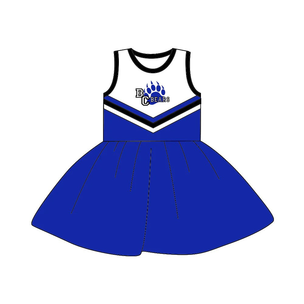 Preorder (moq 5)Baby Girls Team Bears Knee Length Dresses