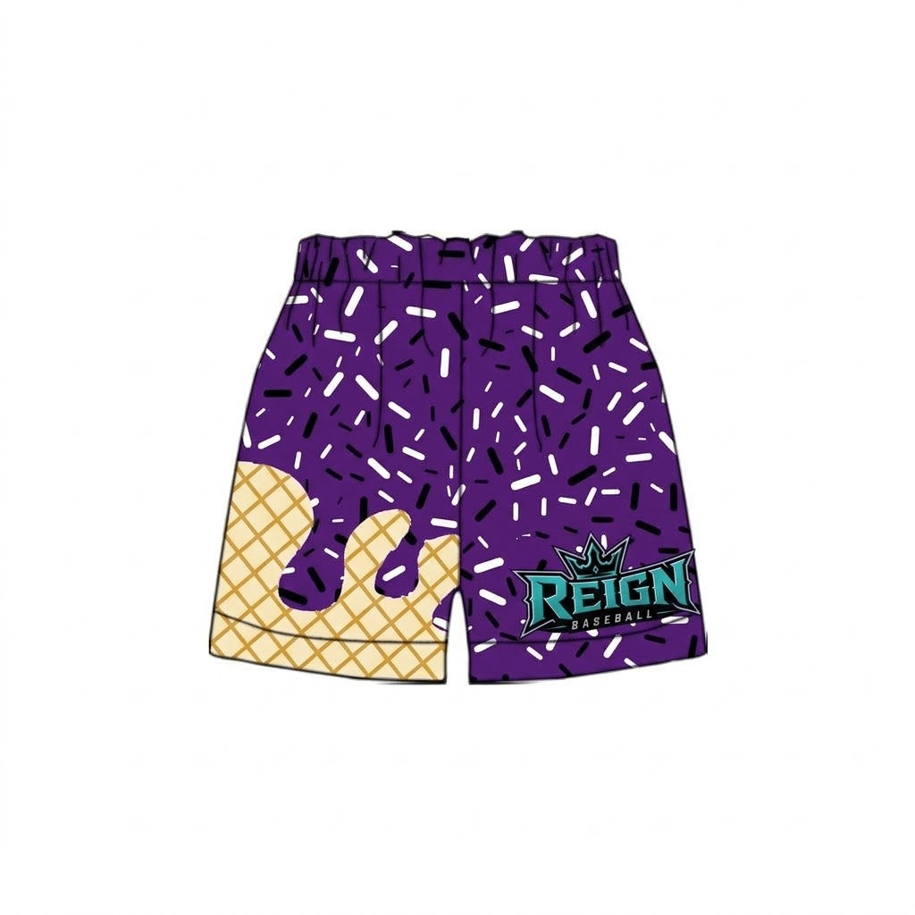 Preorder (moq 5)Baby Boys Drip Sprinkles Purple Reign Team Shorts Bottoms
