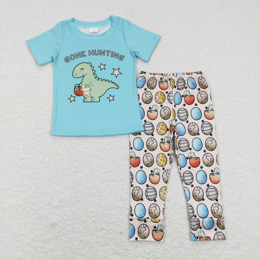 Baby Boys Easter Dinosaur Hunting Shirt Eggs Pants Clothes Sets