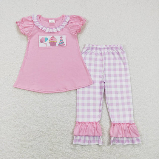 Baby Girls Boys Birthday Party Embroidery Top Pants Outfits Clothes Sets