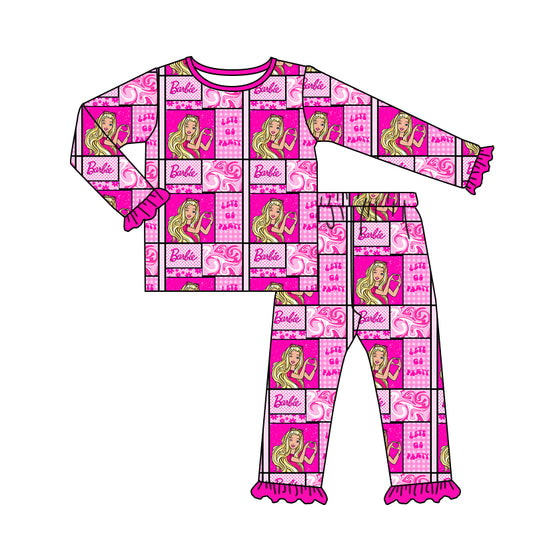 Baby Girls Pink Doll Long Sleeve Tee Shirt Pants Pajamas Clothing Sets Preorder(moq 5)