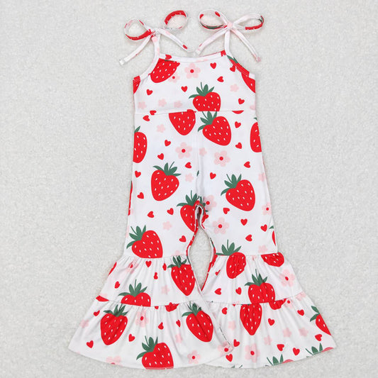 Baby Girls Strawberry Hearts Flowers Jumpsuits