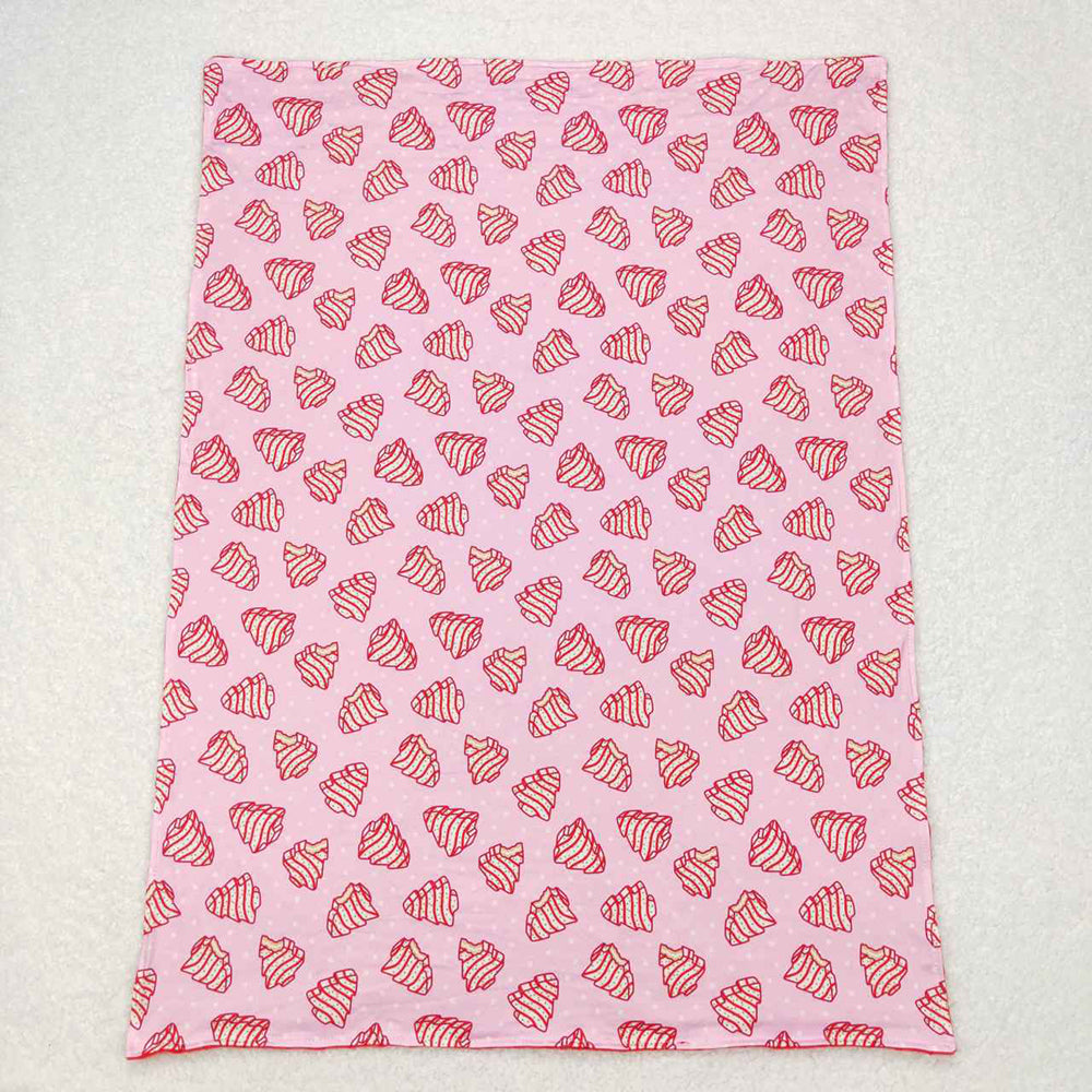 Baby Kids Girls Christmas Tree Cake Pink Minky Blankets