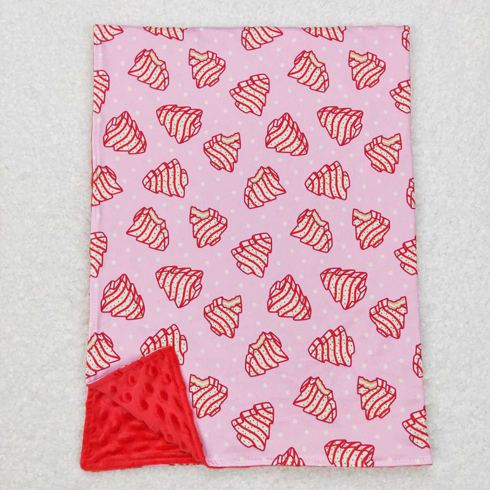 Baby Kids Girls Christmas Tree Cake Pink Minky Blankets