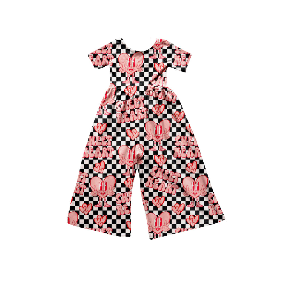 Baby Girls Sweet Hearts Bell Pants Short Sleeve Jumpsuits Preorder(moq 5)