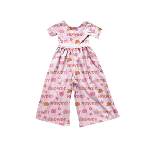 Baby Girls Short Sleeve Western Howdy Short Sleeve Jumpsuits Preorder(moq 5)