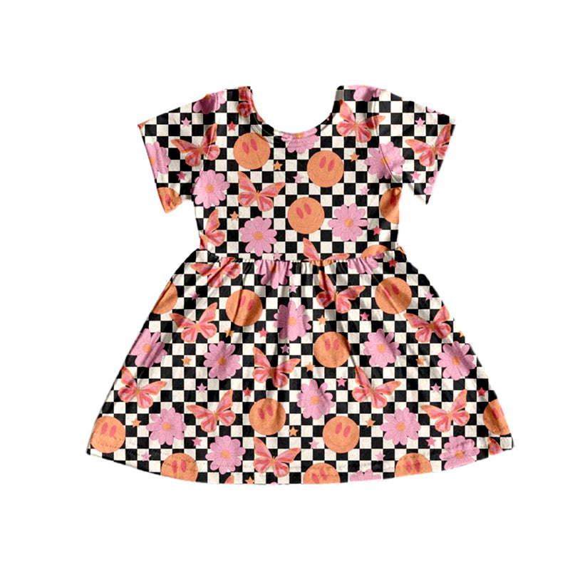 Baby Girls Butterfly Flowers Short Sleeve Dresses Preorder(moq 5)