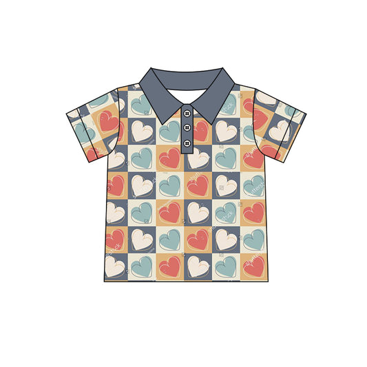 Baby Boys Short Sleeve Western Hearts Buttons Shirts Preorder(moq 5)