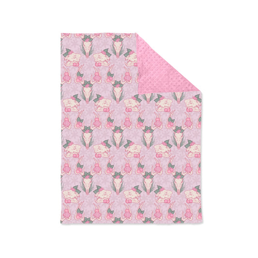 Baby Girls Western Pink Cows Flowers Minky Blankets preorder(moq 5)