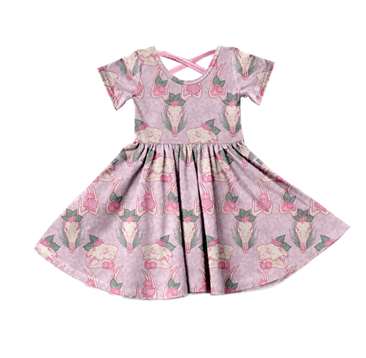 Baby Girls Pink Cows Western Twirl Dresses Preorder(moq 5)