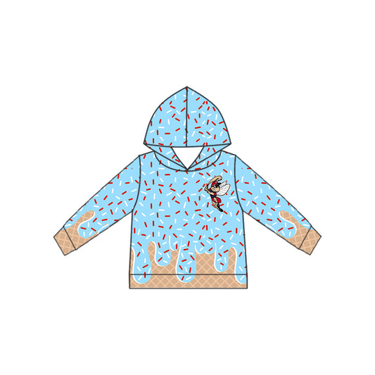 Preorder moq 5 Baby Boys Team Blue Long Sleeves Cartoon Bee Hoodie Top