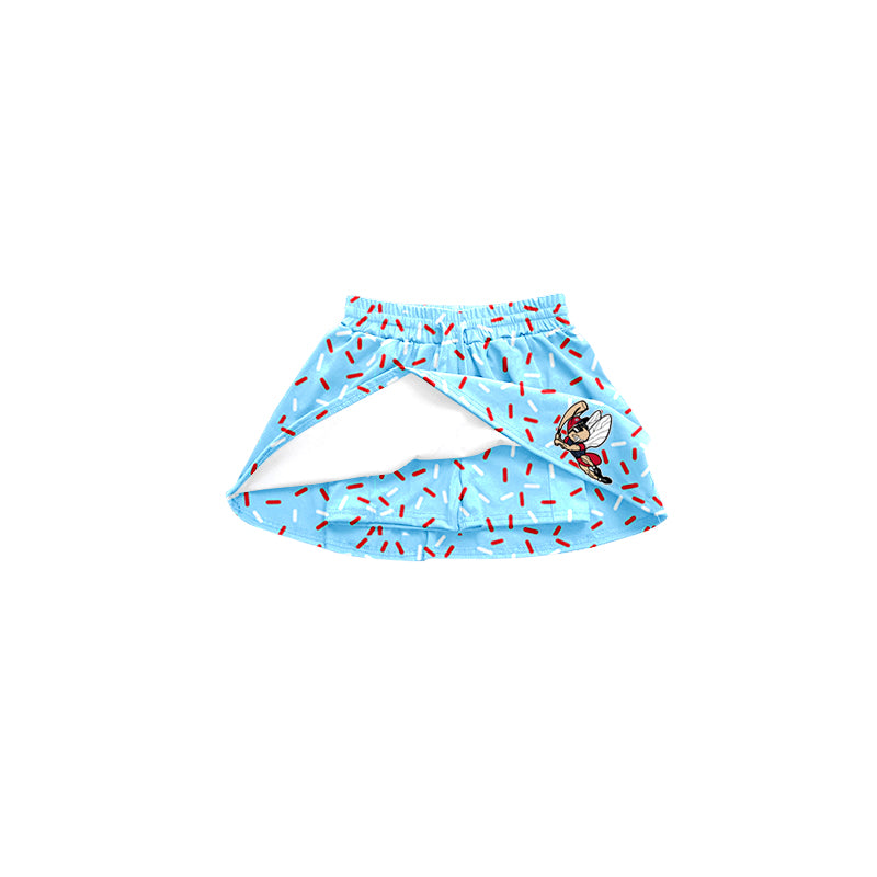 Preorder moq 5 Baby Girls Team Blue Cartoon Bee Skort Shorts Bottoms