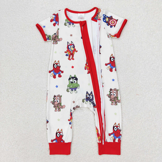 Baby Infant Boys Dog Hero Short Sleeve Rompers