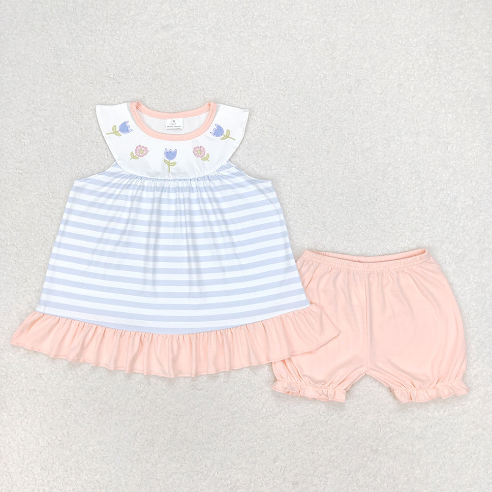 Baby Girls Sleeveless Flowers Top Shorts Clothes Sets