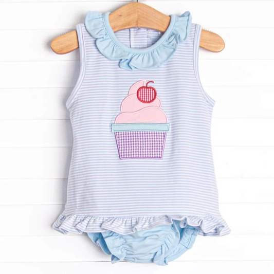 Baby Girls Cup Cake Top Bummie Clothes Sets split order preorder May 19th