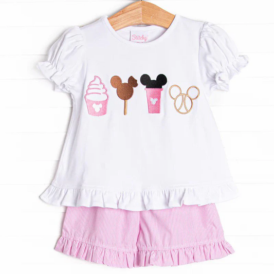 Baby Girls Cartoonb Snack Shirt Shorts Clothes Sets split order preorder May 19th