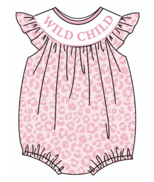 Baby Infant Girls Wild Child Pink Leopard Rompers preorder split order May 19th