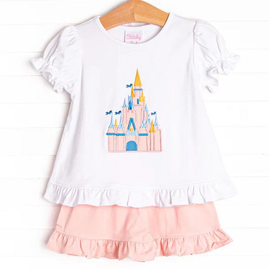 Baby Girls Castle Shirt Ruffle Shorts Clothes Sets split order preorder May 19th