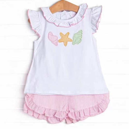 Baby Girls Starfish Shirt Ruffle Shorts Clothes Sets split order preorder May 19th