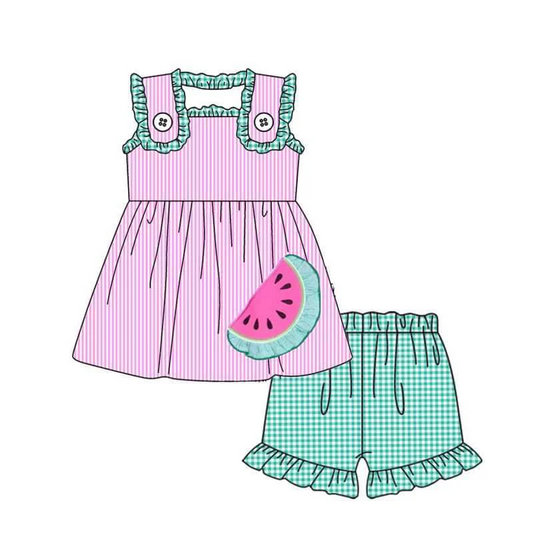 Baby Girls Watermelon Pink Tunic Shorts Clothes Sets split order preorder May 19th