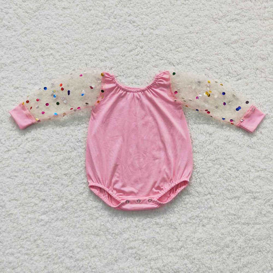 Baby Infant Pink Chiffon Long Sleeve Rompers