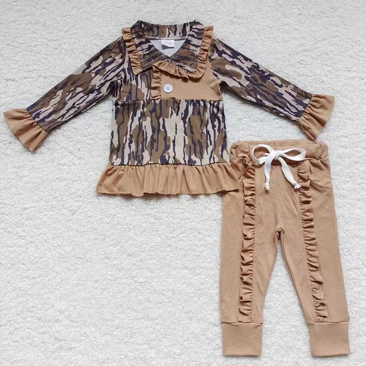 Baby Girls Fall Camo Shirt Ruffle Pants Clothing Sets