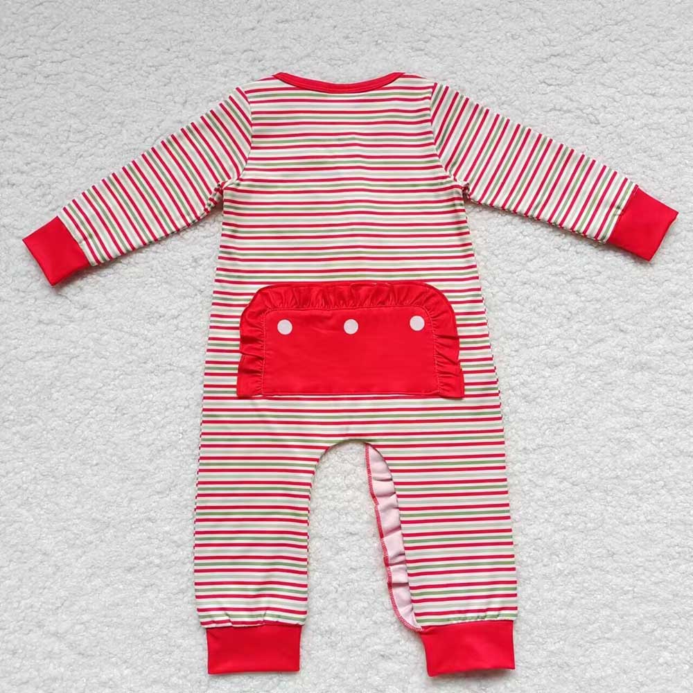 Baby Girls Christmas Santa Zip Long Sleeve Rompers