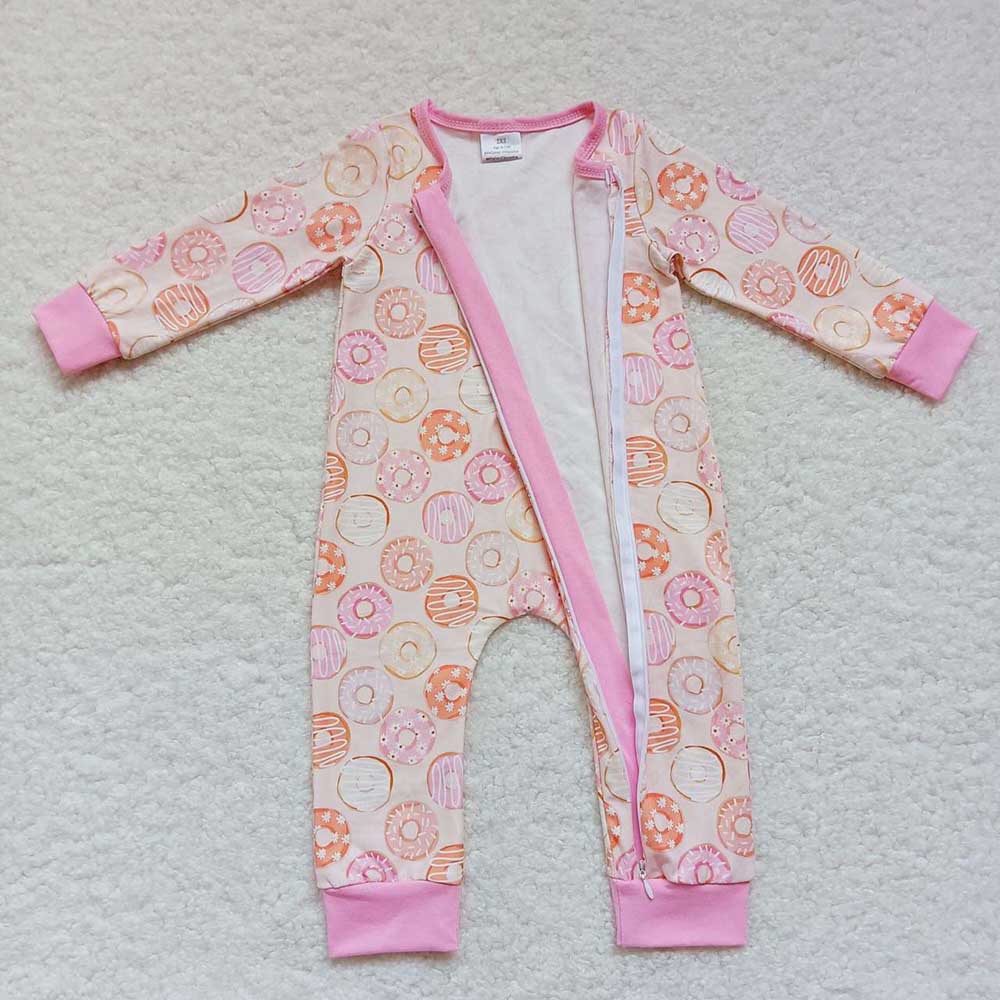 Baby Girls Donuts Zip Rompers