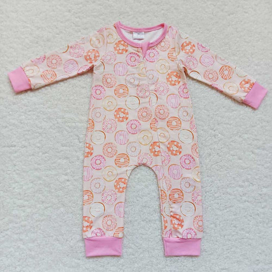 Baby Girls Donuts Zip Rompers