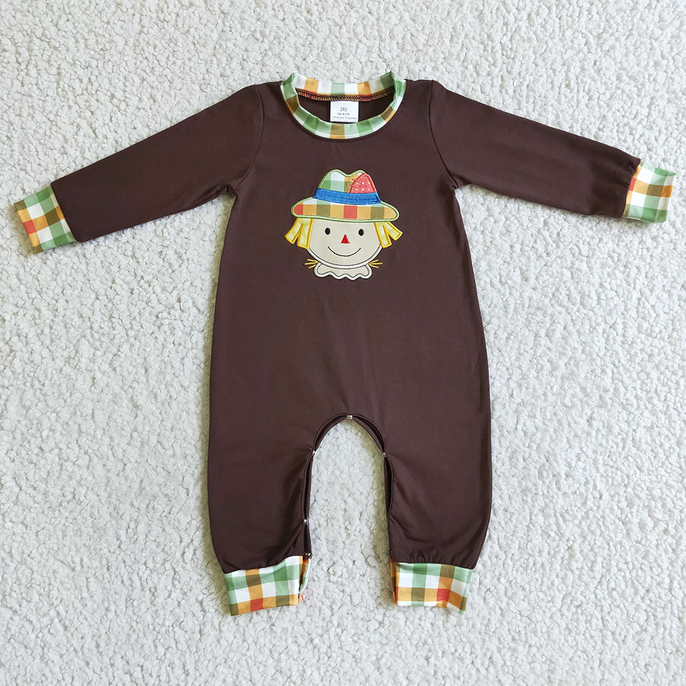 USA Shop Baby Boys Fall Scarecrow Plaid Rompers