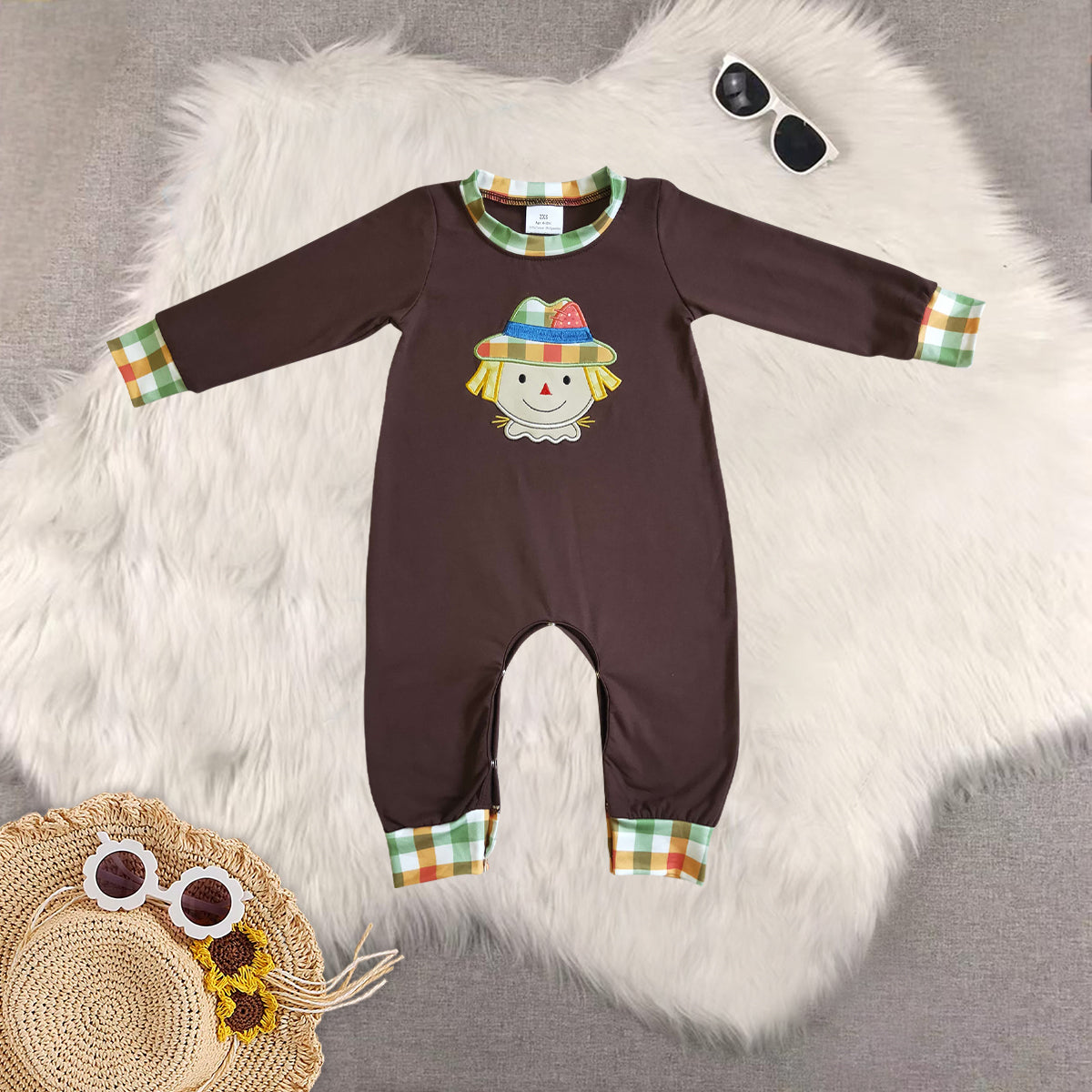 Sibling Baby Kids Scarecrow Fall Pants Clothes Sets Rompers