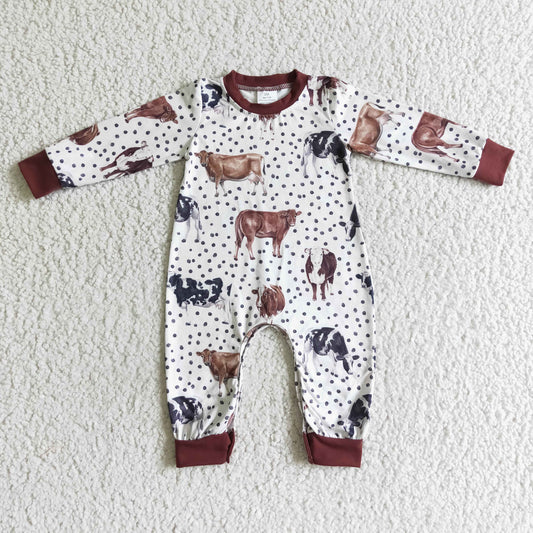 USA Shop Baby Girls Boys Western Cow Dots Rompers