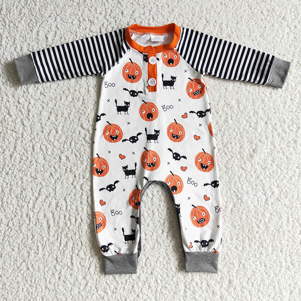 USA Shop Baby Girls Pumpkin Stripe Rompers
