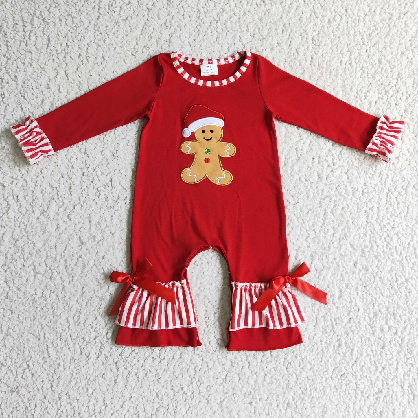 Sibling Girls Boys Gingerbread Red Christmas Rompers Clothes Sets