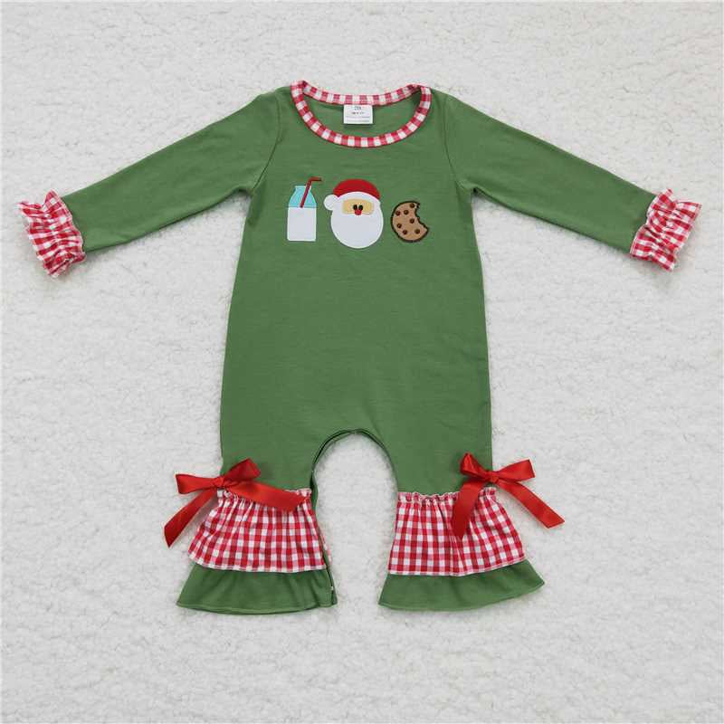 Sibling Christmas Milk Cookie Santa Embroidery Toddler Clothing Sets