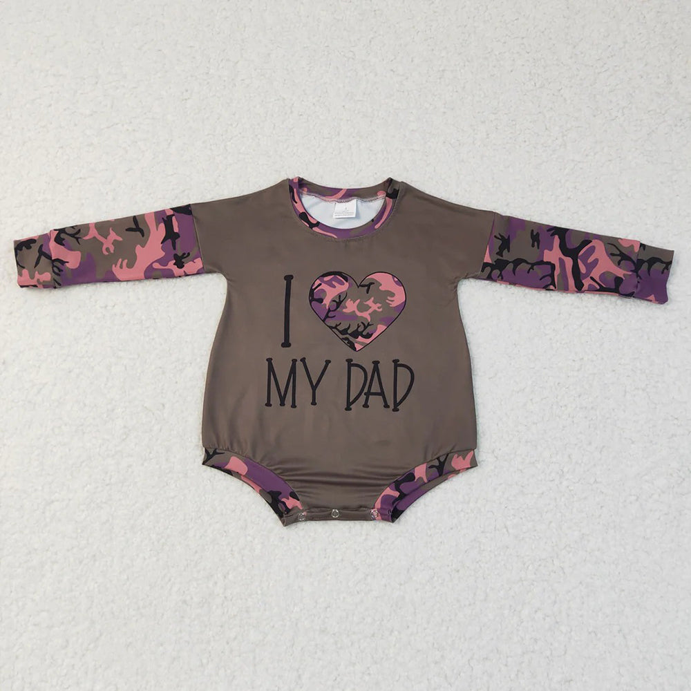 Sibling Girls Baby Boys Camo I love Dad Rompers Suits