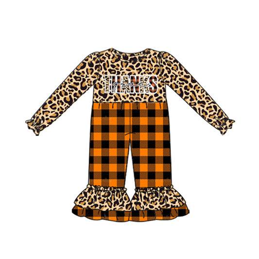 Baby Girls Leopard Thanks Ruffle Rompers preorder