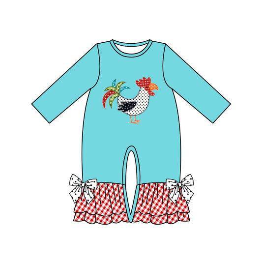 Baby Girls Chicken Bow Ruffle Rompers preorder