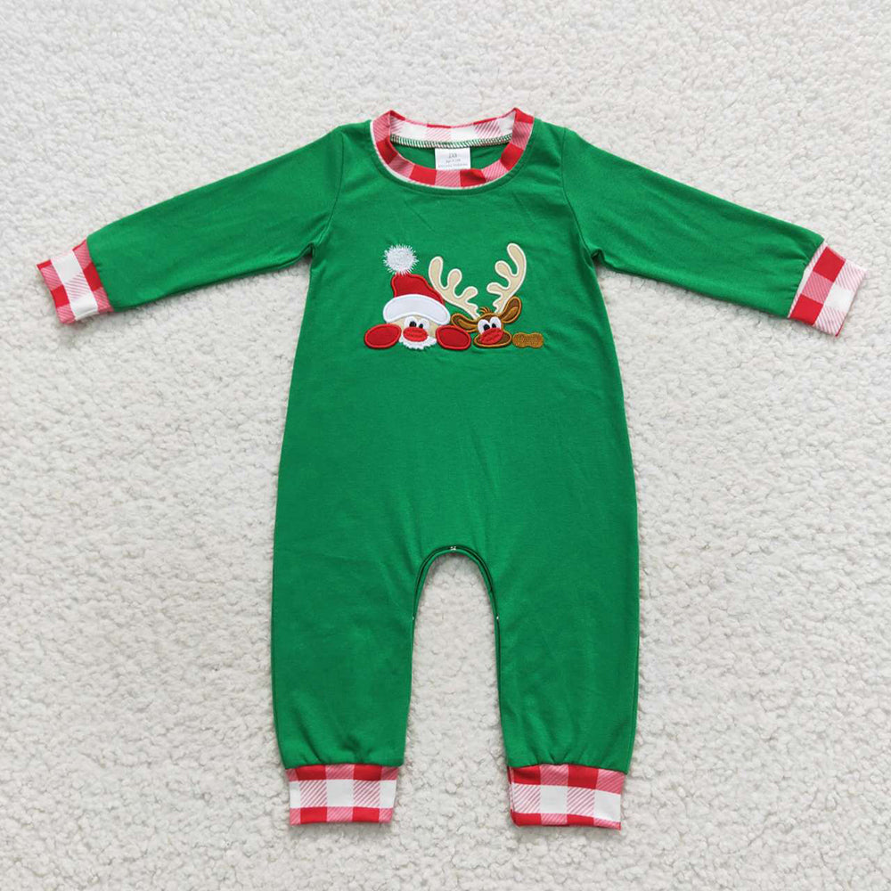 Sibling Baby Boys Christmas Frogs Deer Santa Pant Rompers