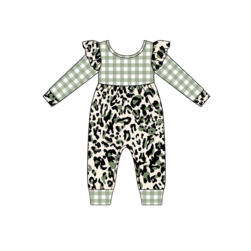 Baby Girls Green Leopard Long Sleeve Rompers preorder