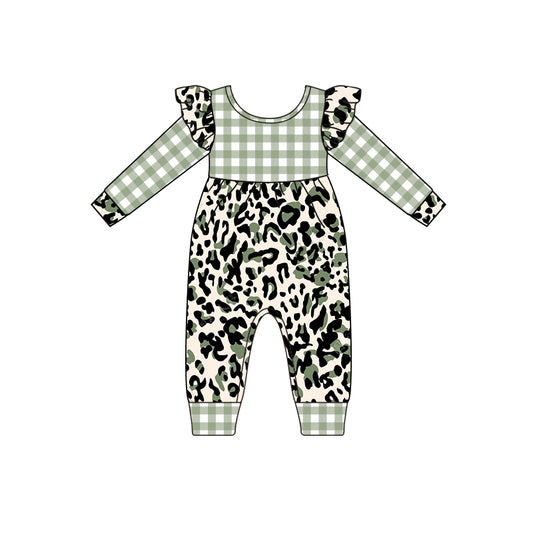 Baby Girls Green Leopard Long Sleeve Rompers preorder