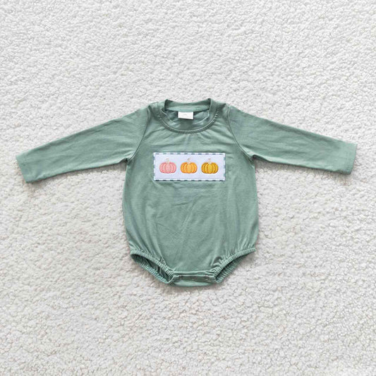 USA Shop Baby Boys Green Long Sleeves Embroidery Pumpkin Rompers