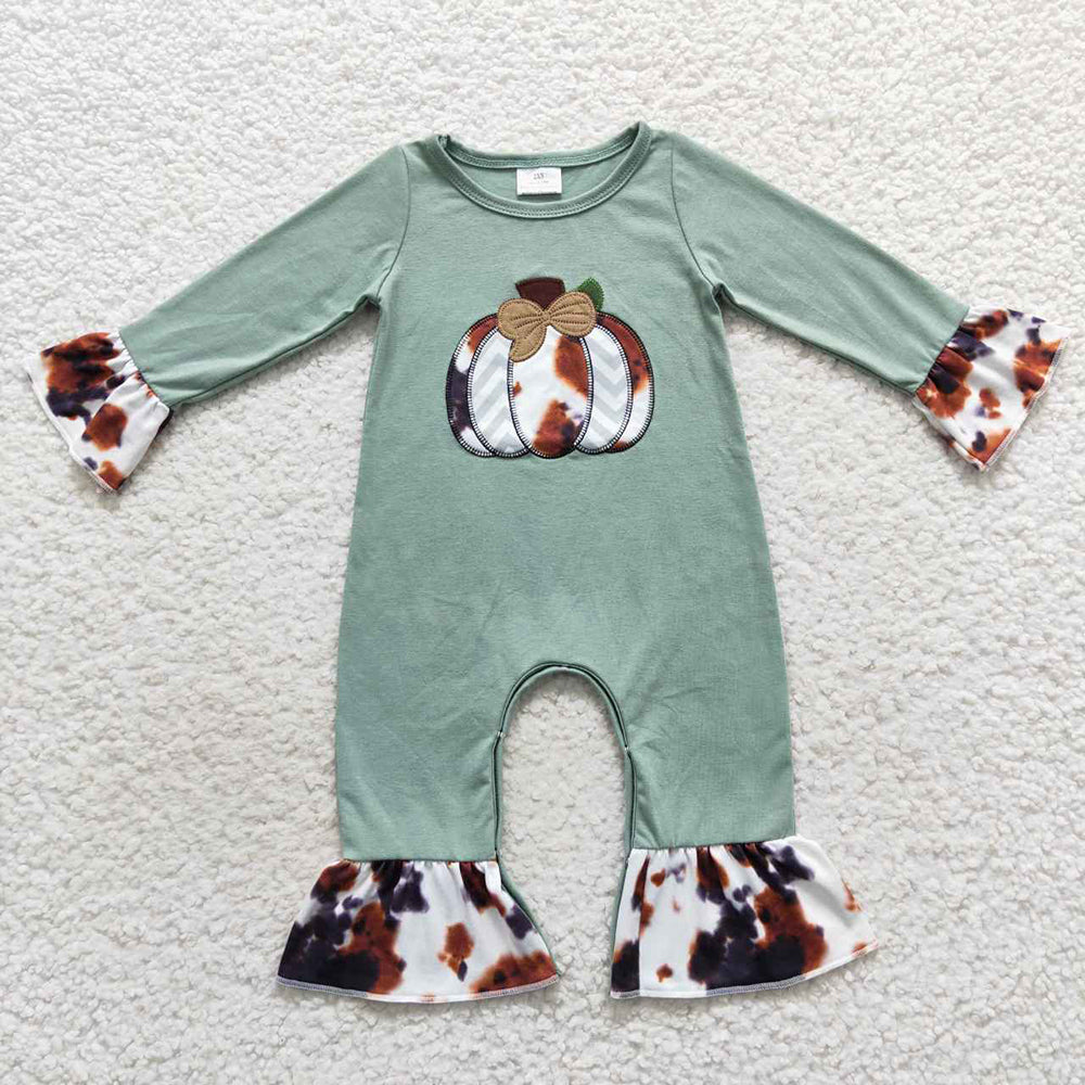 Sibling Cowhide Pumpkin Western Rompers Sister Clothing Sets