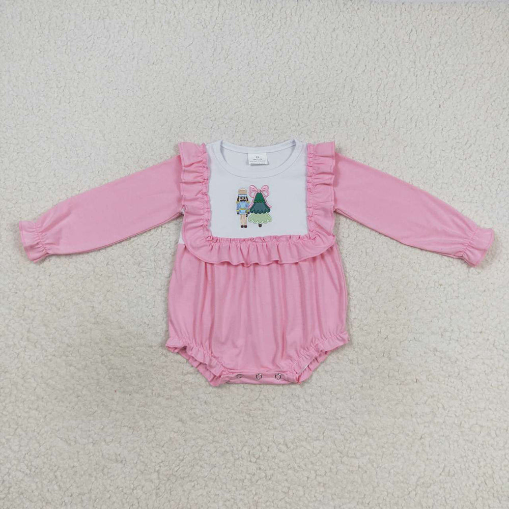USA Shop Baby Girls Soldier Christmas Pink Long Sleeve Rompers